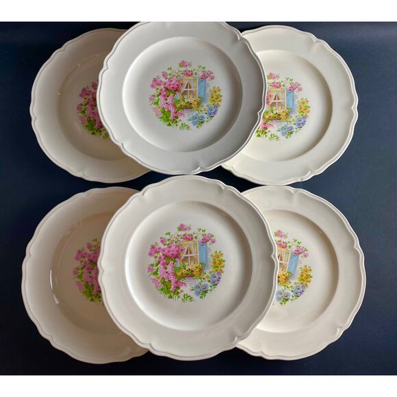 Set of 6 Edwin Knowles Dinner Plates - 1930s Cottage Style, - Picture 2 of 10